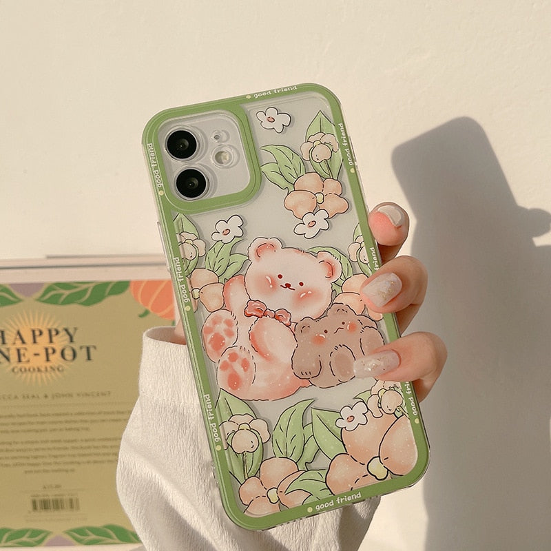 Bear Flower Garden iPhone Phone Case