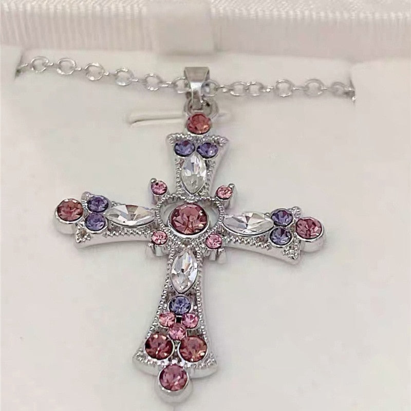 Pink Coquette Cross Necklace