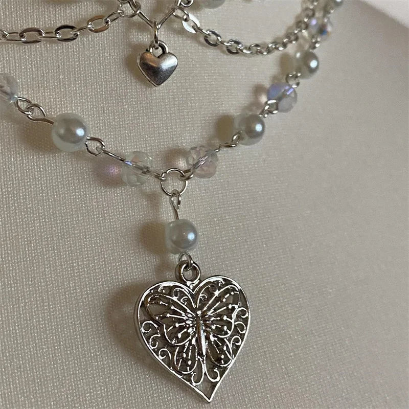 Y2K Pearl Layered Necklace