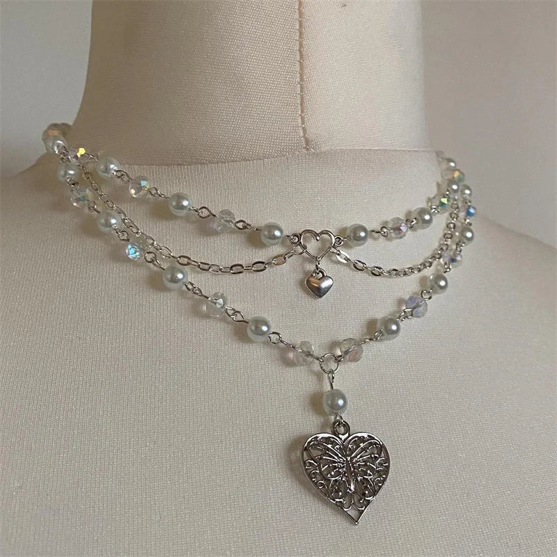 Y2K Pearl Layered Necklace