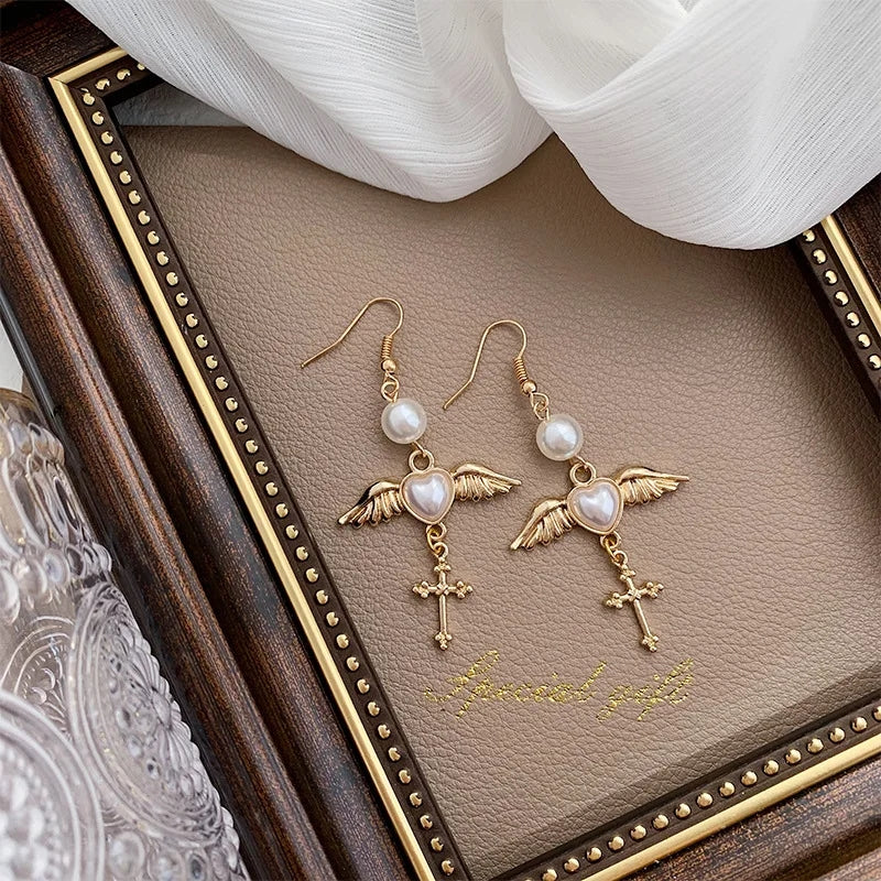 Angelcore Pearl Wings Earrings