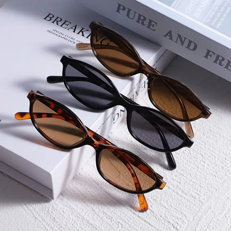 Retro Oval Sunglasses Set 3pcs