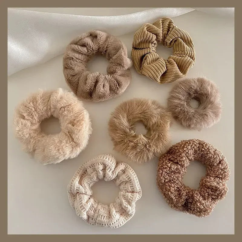 Cozy Fluffy Scrunchies Set 7pcs