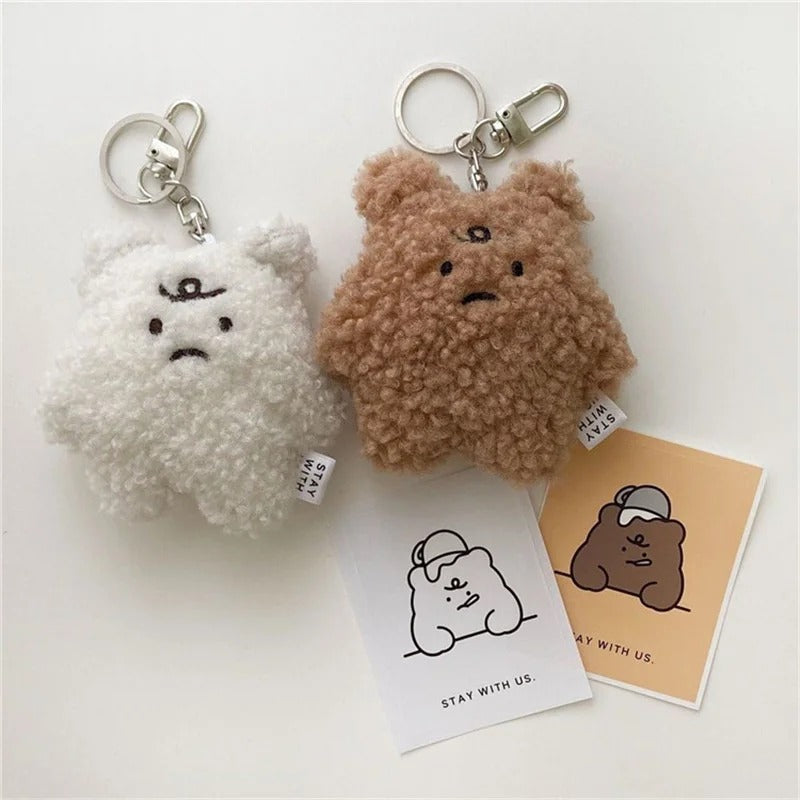 Fluffy Grumpy Bear Keychain