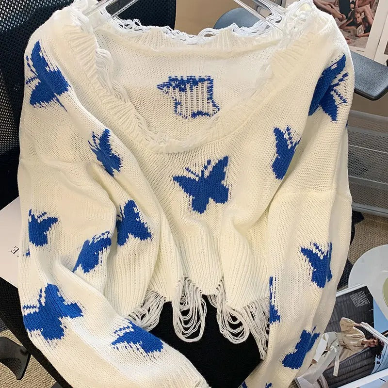 Cropped Butterfly Sweater
