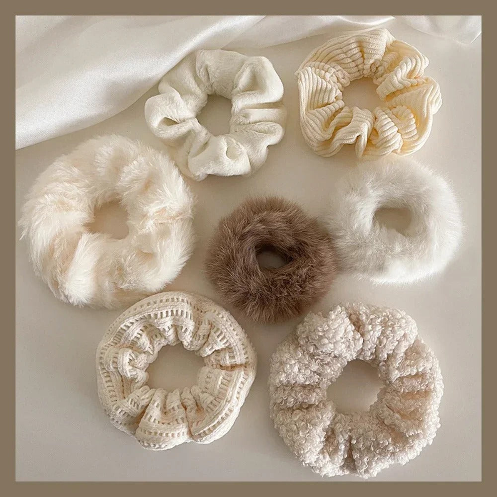 Cozy Fluffy Scrunchies Set 7pcs
