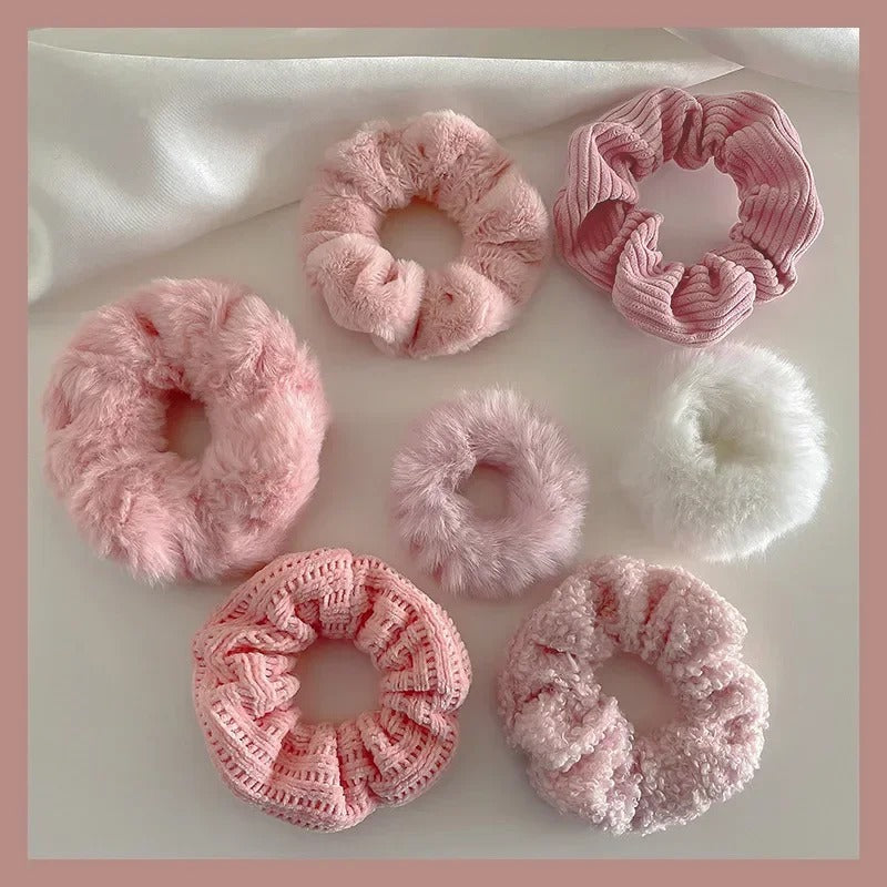 Cozy Fluffy Scrunchies Set 7pcs
