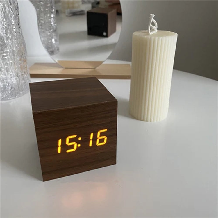 Cube Wooden Alarm Clock