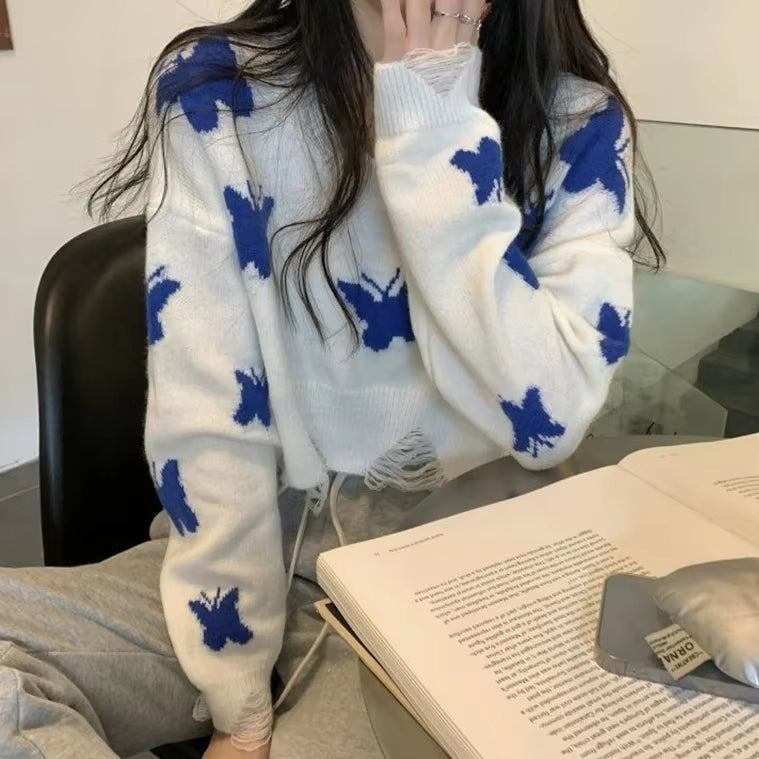 Cropped Butterfly Sweater