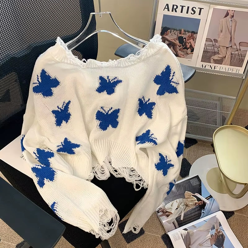 Cropped Butterfly Sweater
