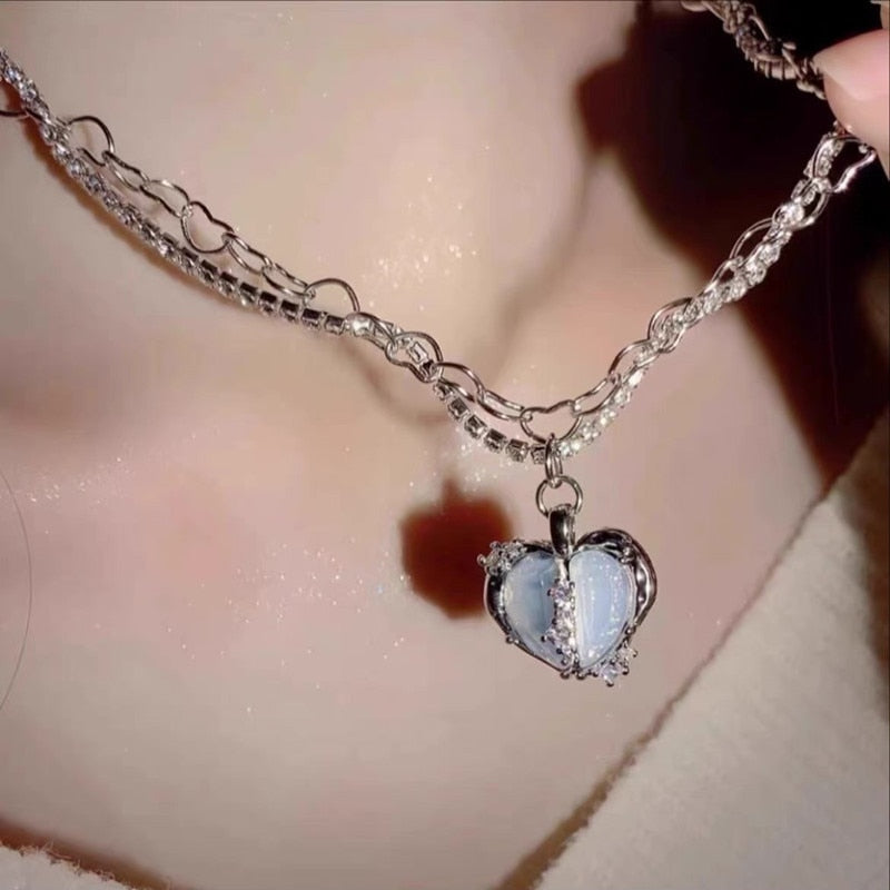 Coquette Crystal Heart Necklace