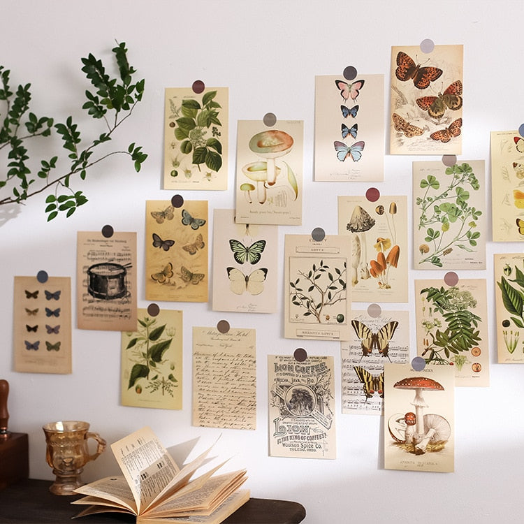 Butterflies & Mushrooms Cottagecore Aesthetic Postcards 30pcs