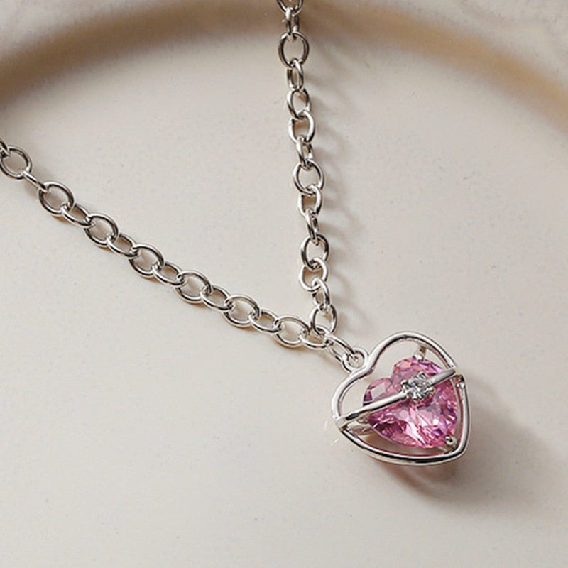 Stella Pink Heart Necklace