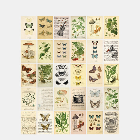 Butterflies & Mushrooms Cottagecore Aesthetic Postcards 30pcs