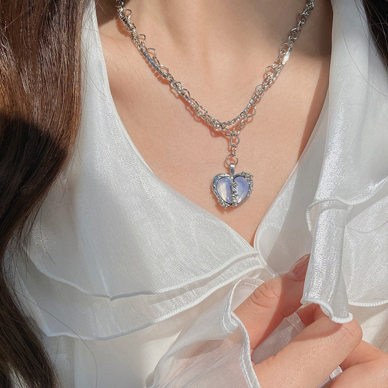 Coquette Crystal Heart Necklace