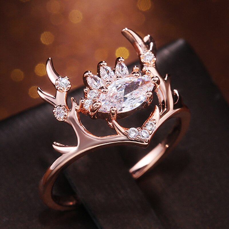 Gold Pleated Dainty Elk Ring
