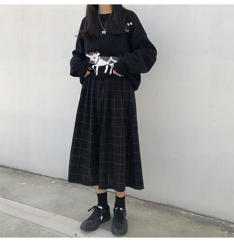 Academia Vintage Grid Skirt