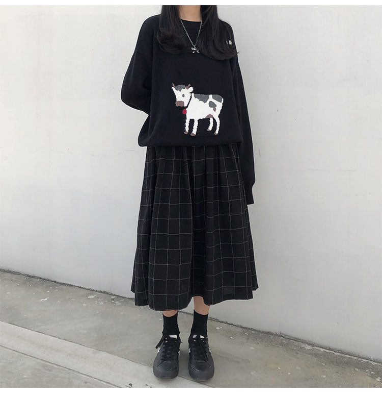 Academia Vintage Grid Skirt