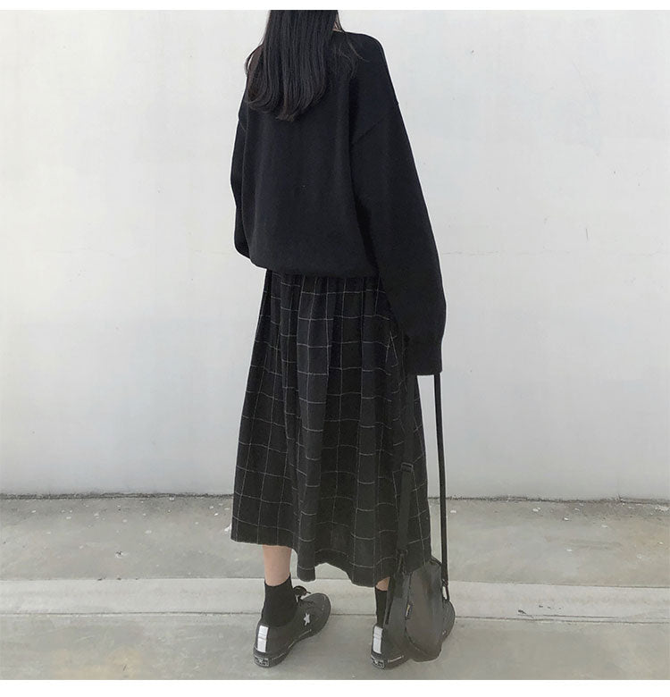 Academia Vintage Grid Skirt