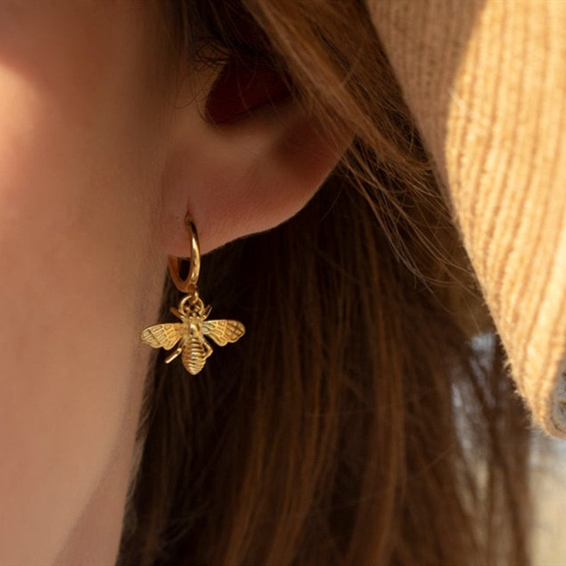 Aesthetic Bee Hoop Earrings