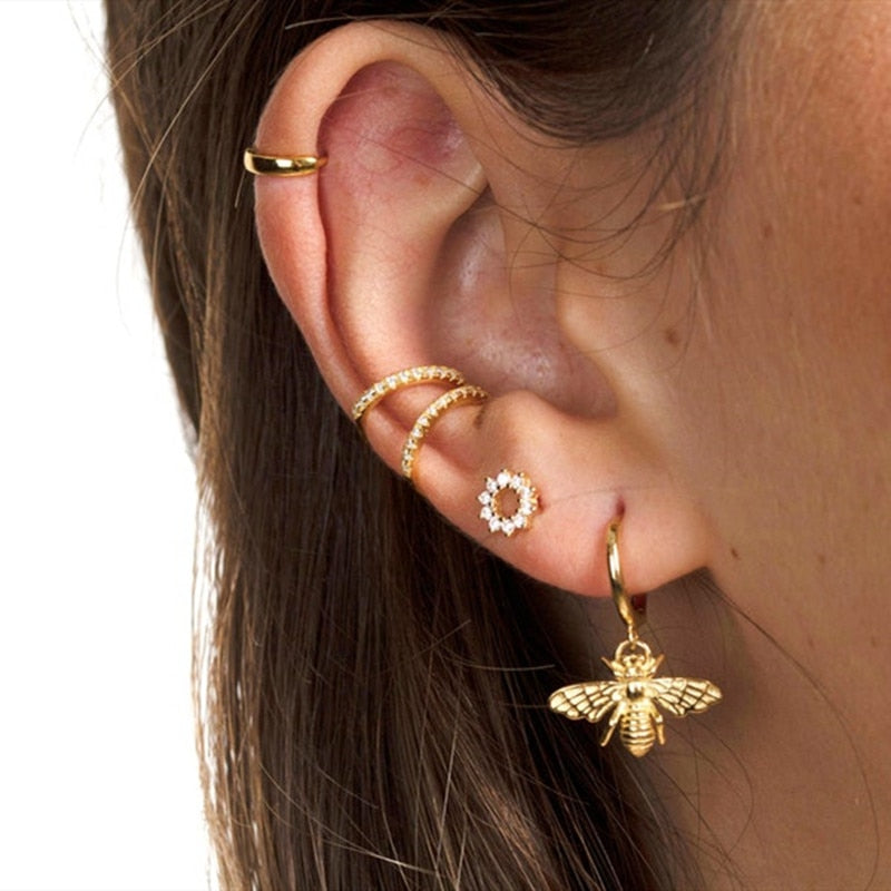 Aesthetic Bee Hoop Earrings