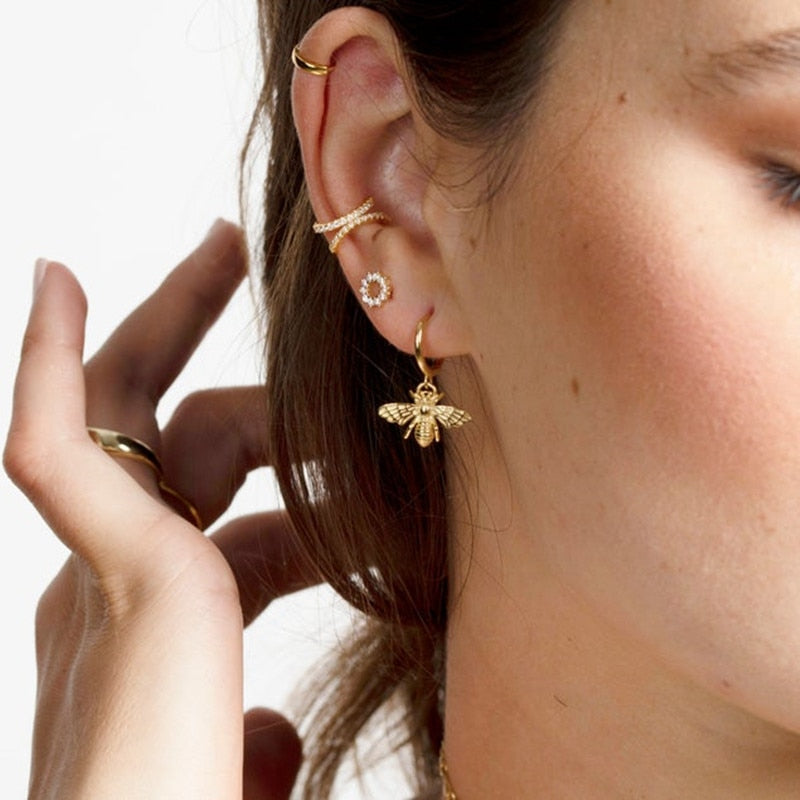 Aesthetic Bee Hoop Earrings