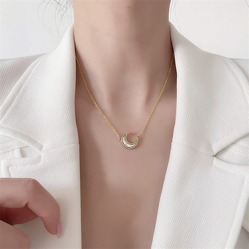 Crescent Moon Pendant Necklace