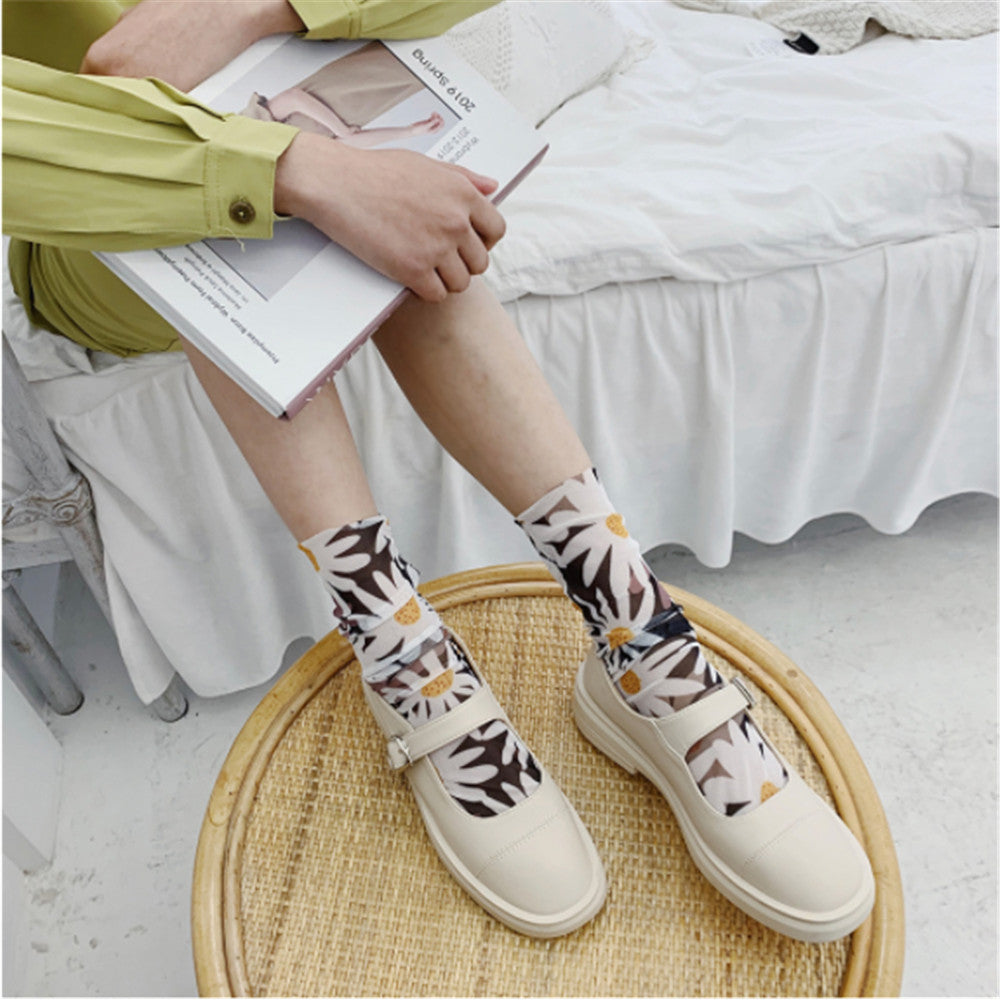 Sheer Flower Socks