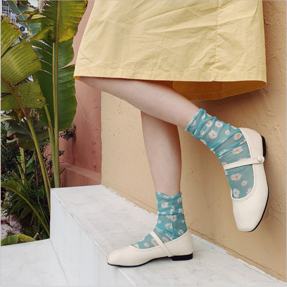 Sheer Flower Socks