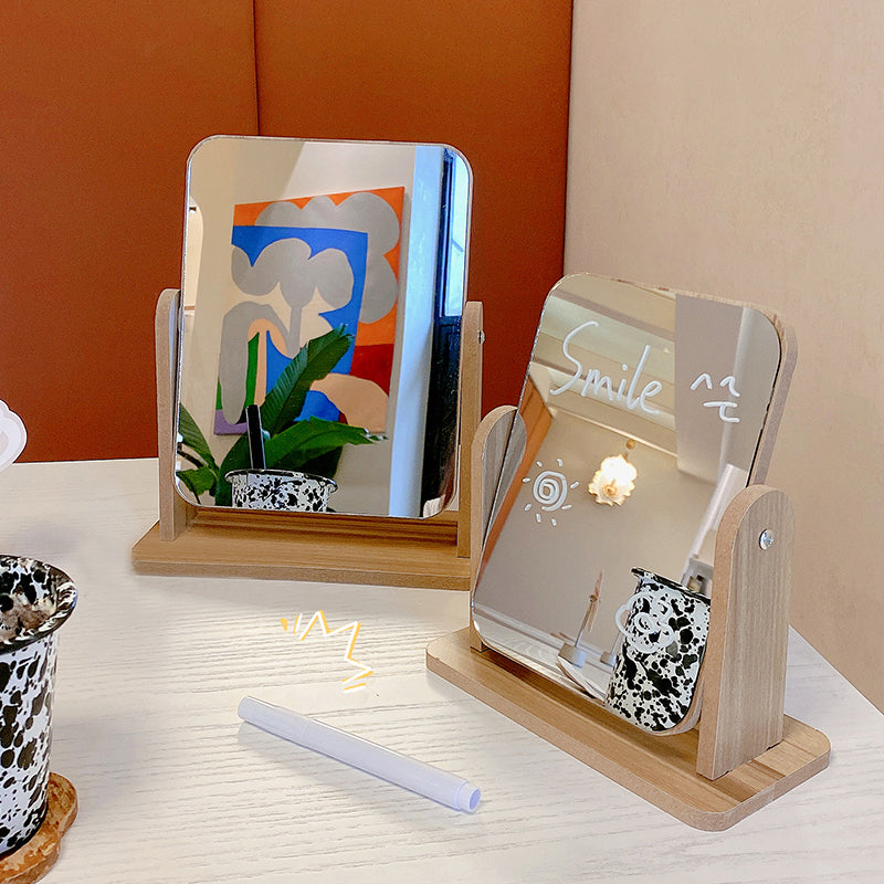 Rotating Minimalist Wooden Mirror