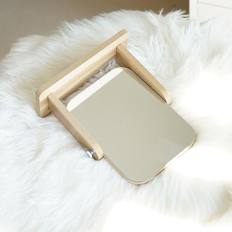 Rotating Minimalist Wooden Mirror
