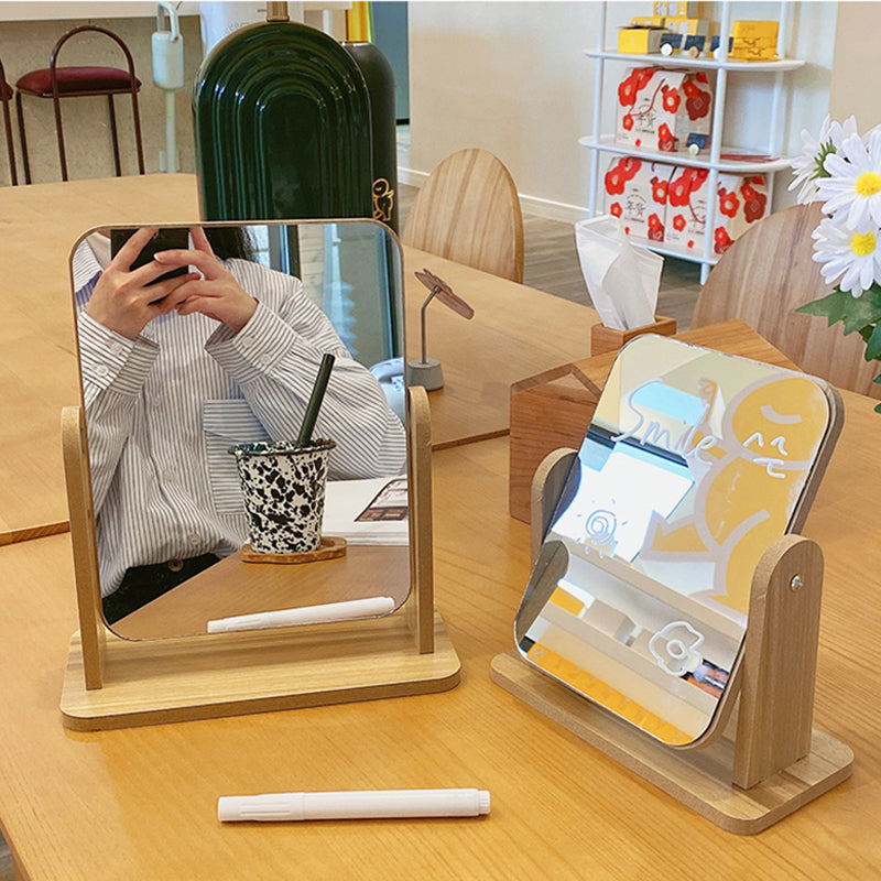 Rotating Minimalist Wooden Mirror