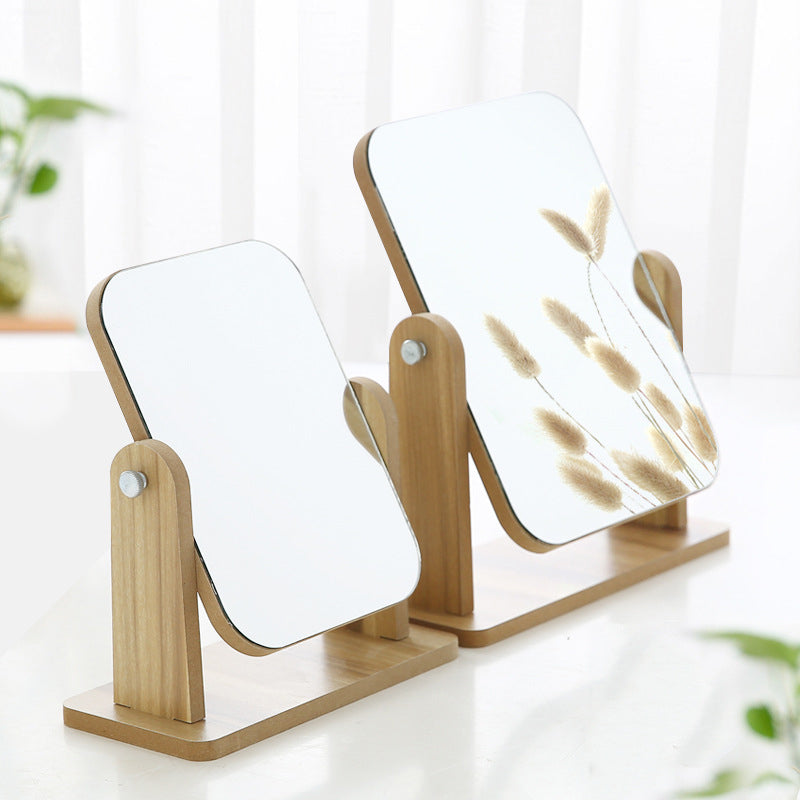 Rotating Minimalist Wooden Mirror