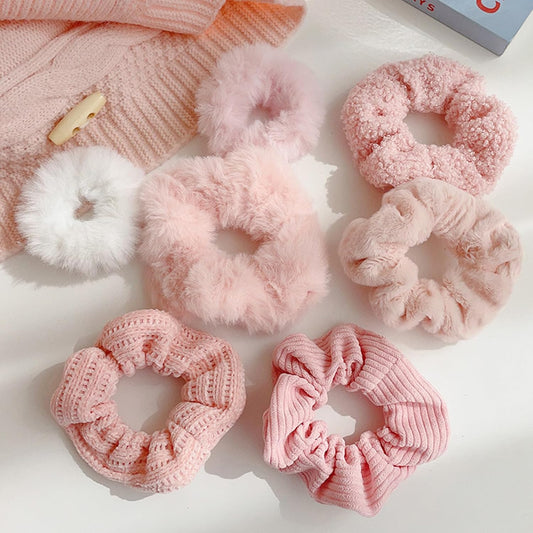 7pcs Coquette Pink Scrunchies Set