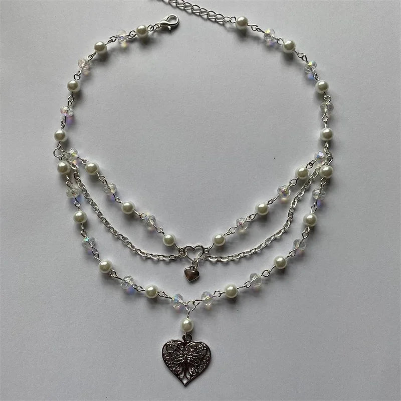 Y2K Pearl Layered Necklace