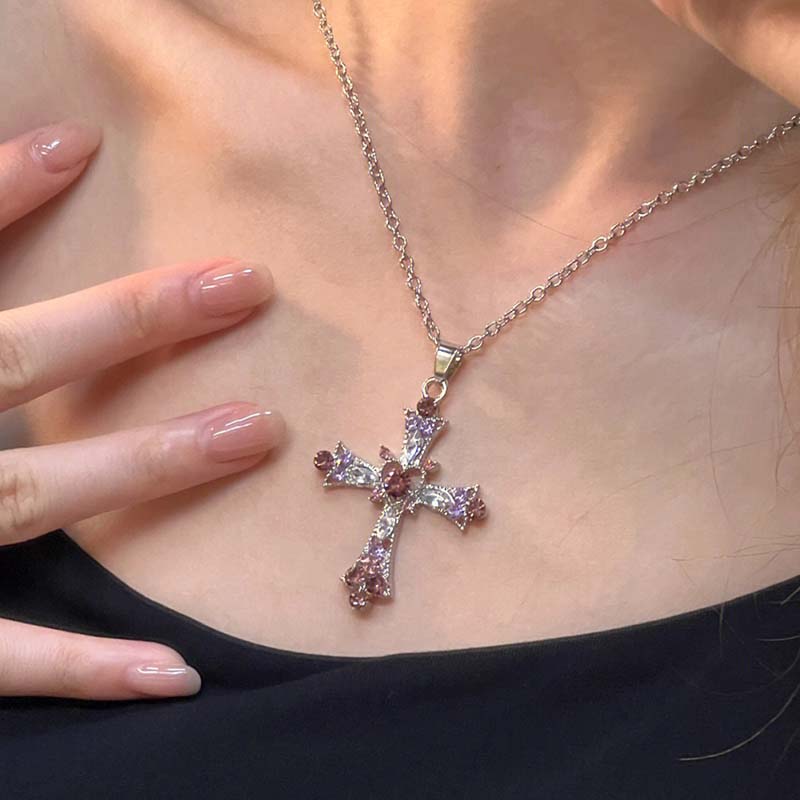 Pink Coquette Cross Necklace