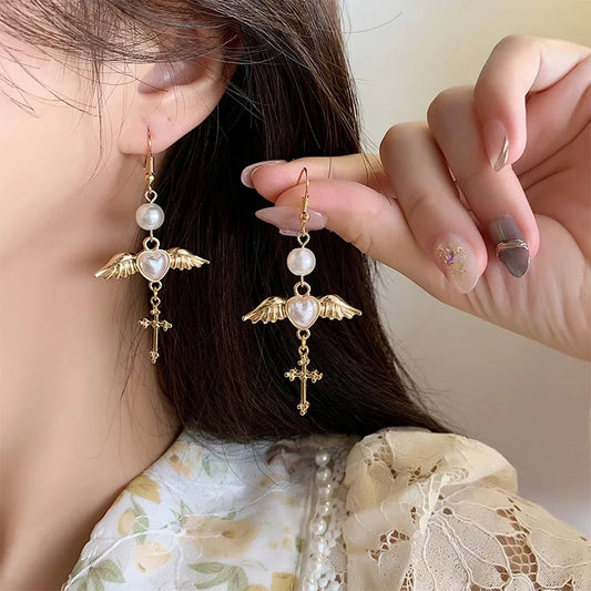 Angelcore Pearl Wings Earrings