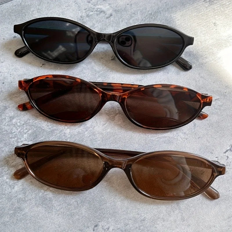 Retro Oval Sunglasses Set 3pcs