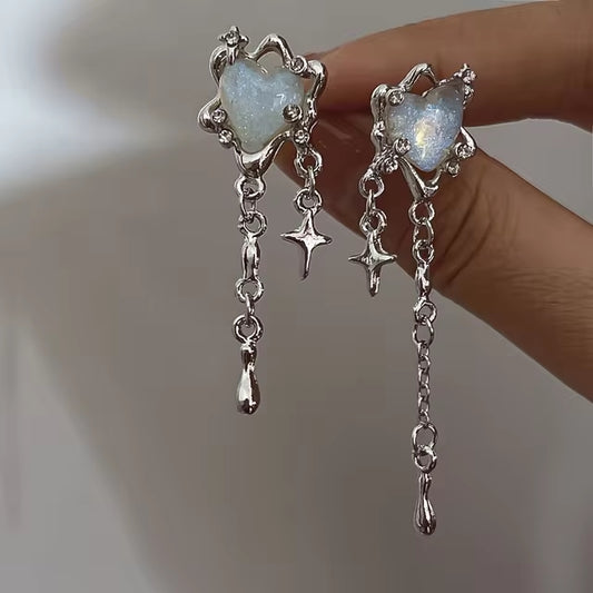 Heart Chain Y2K Earrings