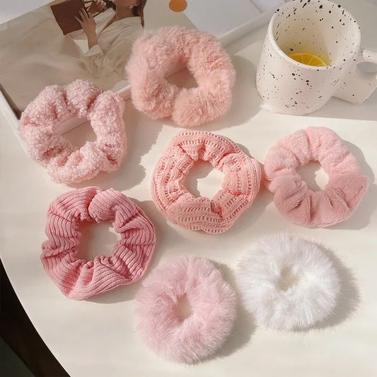 Cozy Fluffy Scrunchies Set 7pcs