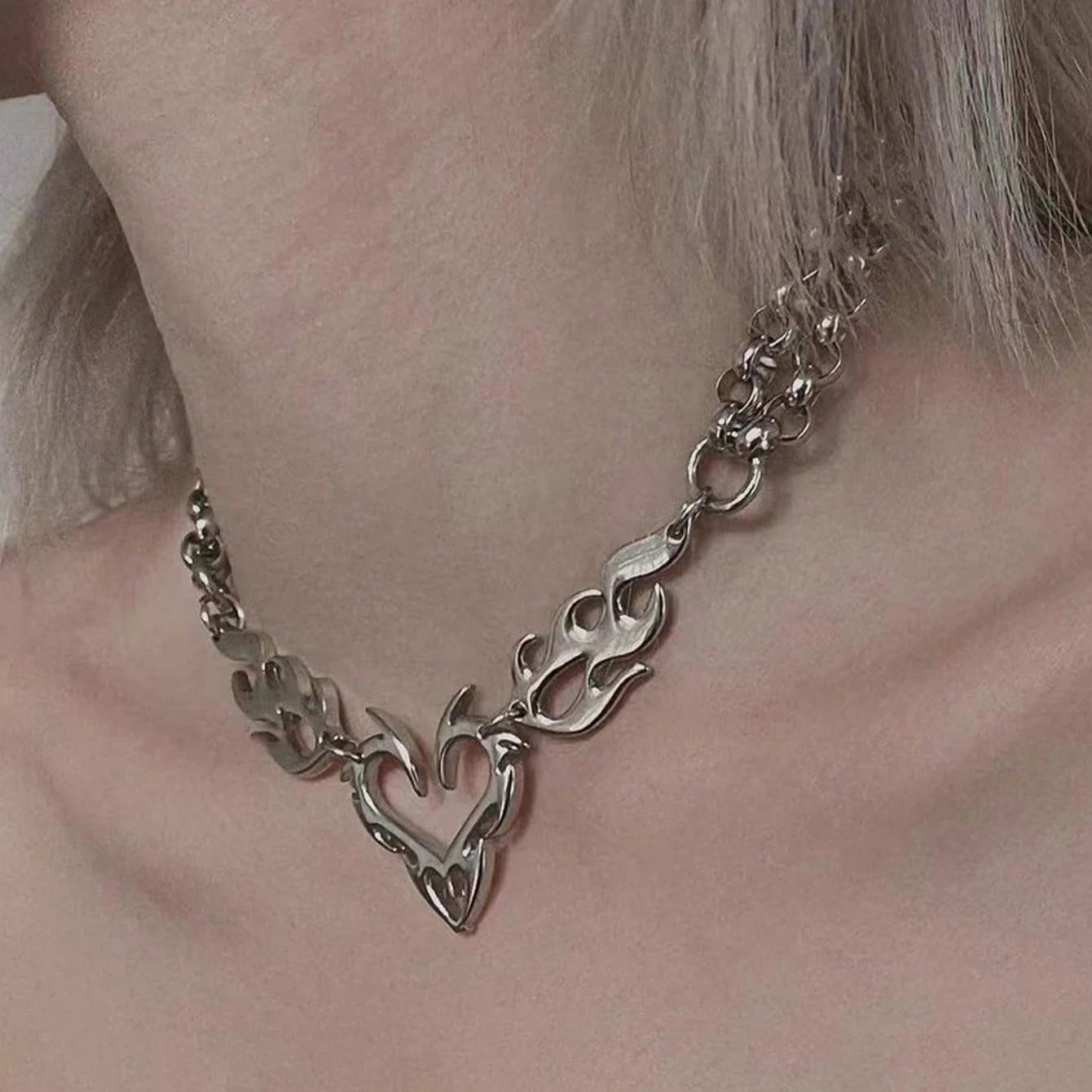 Y2K Sigilism Heart Necklace