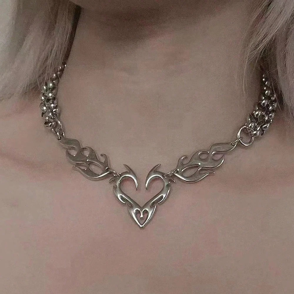 Y2K Sigilism Heart Necklace