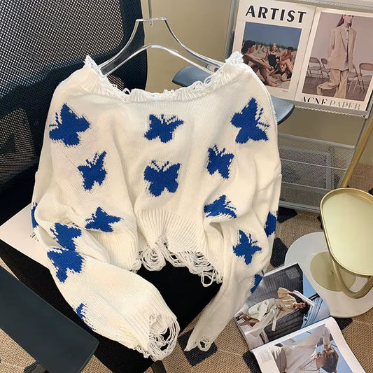 Cropped Butterfly Sweater