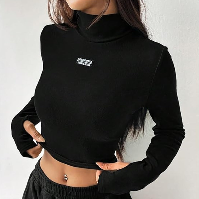 Black Long Sleeved Cropped Tee