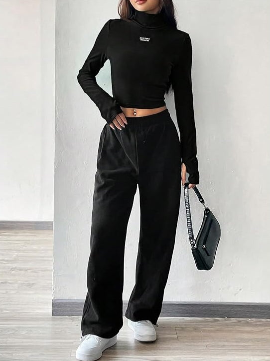 Black Long Sleeved Cropped Tee