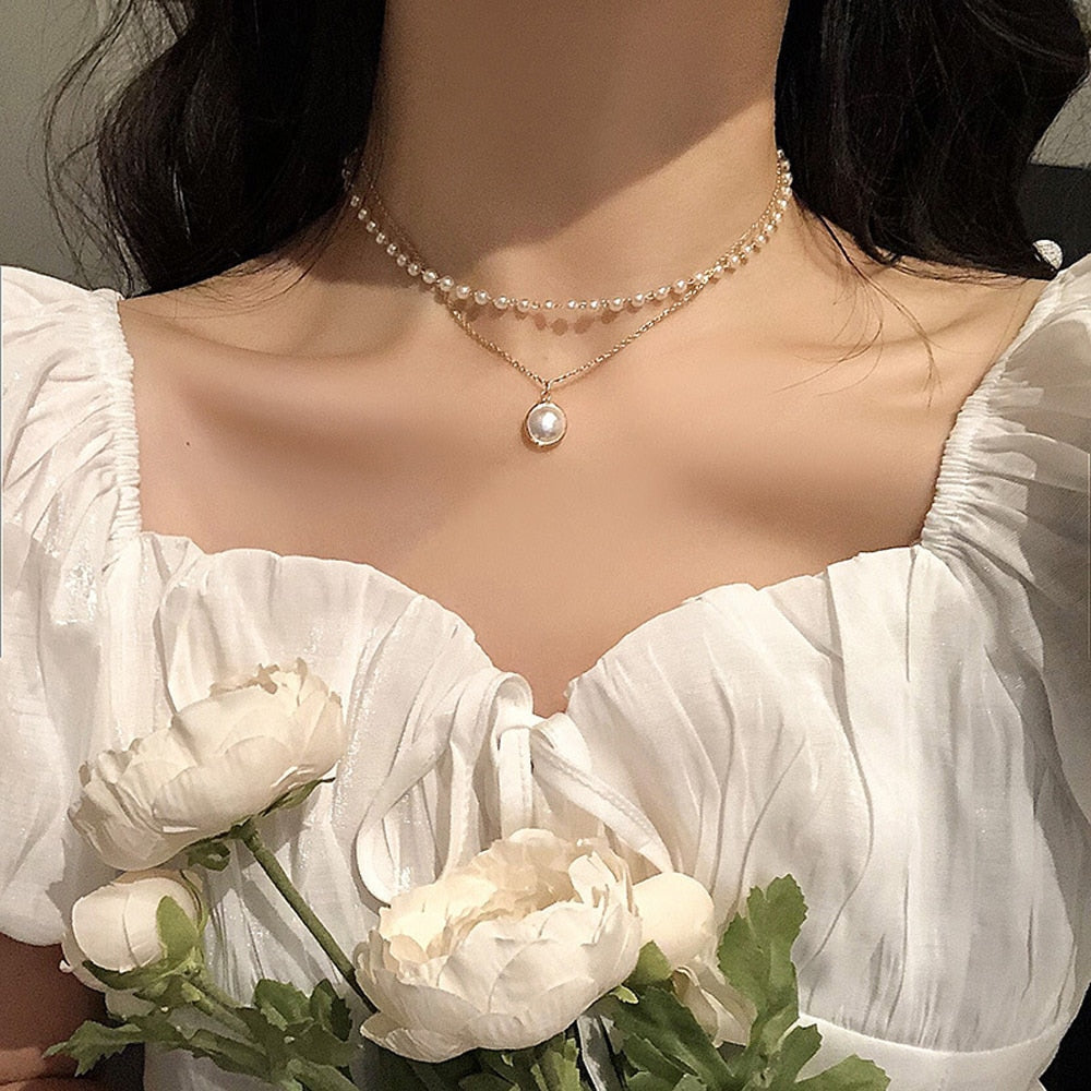 Coquette Double Layered Pearl Necklace