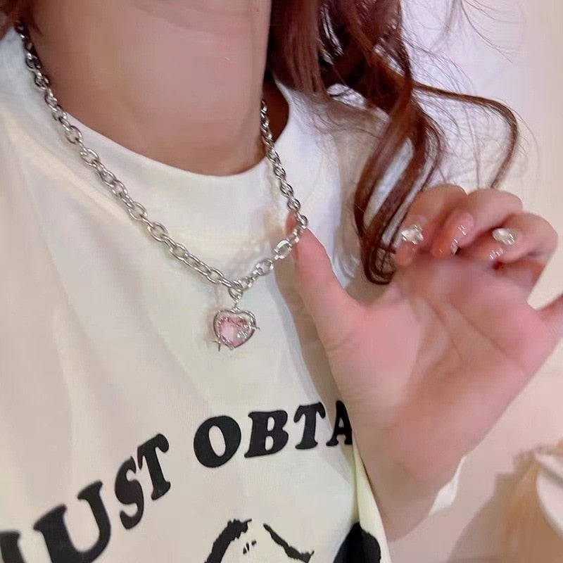 Stella Pink Heart Necklace
