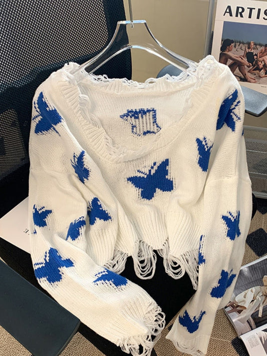 Cropped Butterfly Sweater