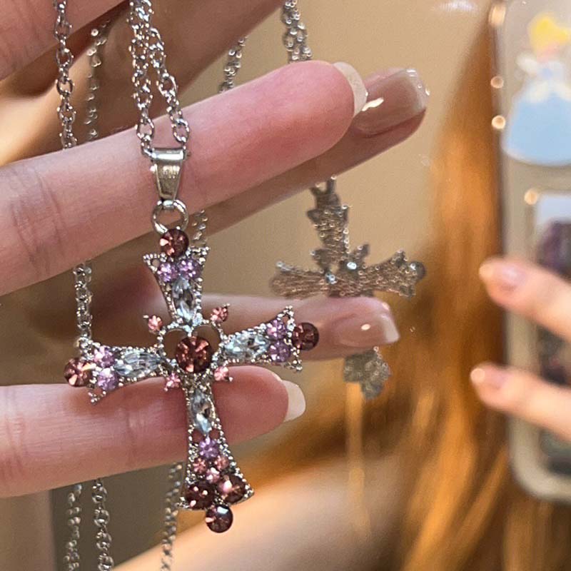 Pink Coquette Cross Necklace