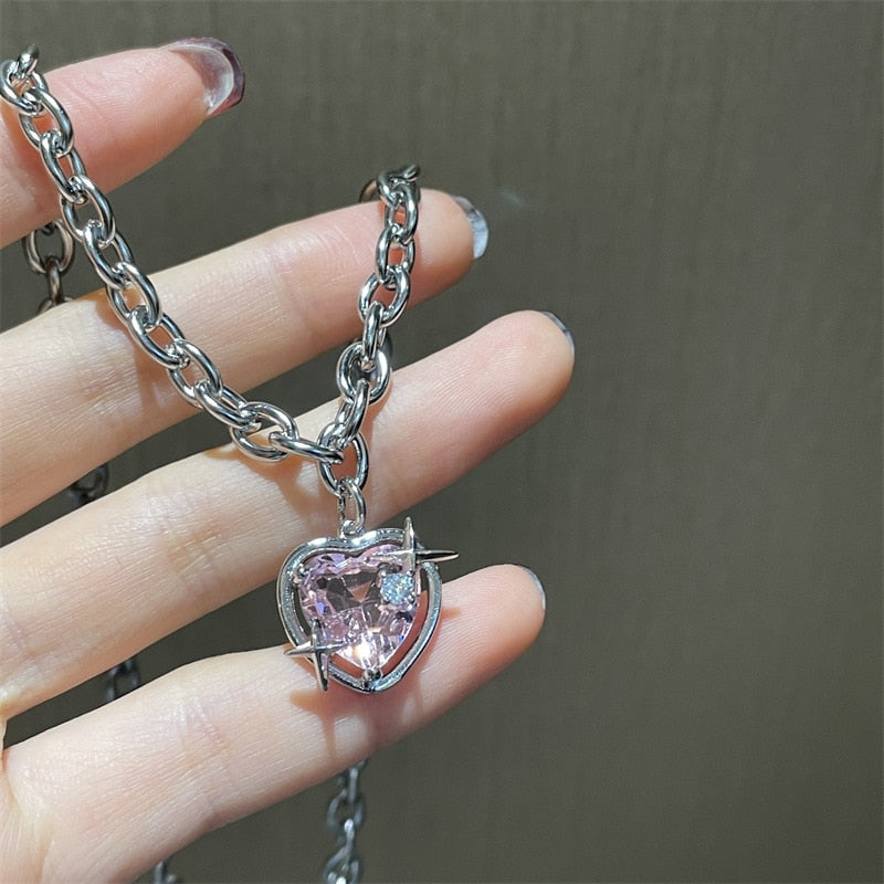 Stella Pink Heart Necklace